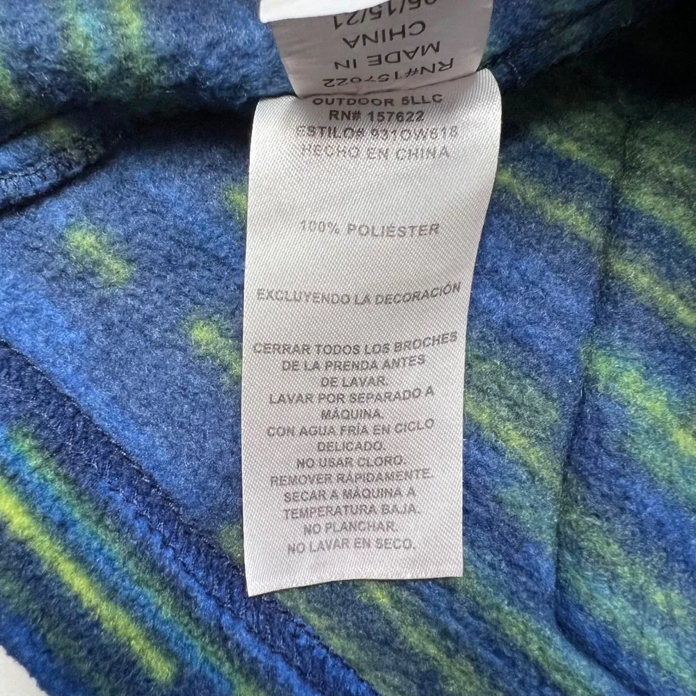Eddie Bauer Kids L‎ Fleece Jacket Full Zip Blue Green Patterned